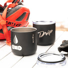 mountain biking with drip camp coffee mug