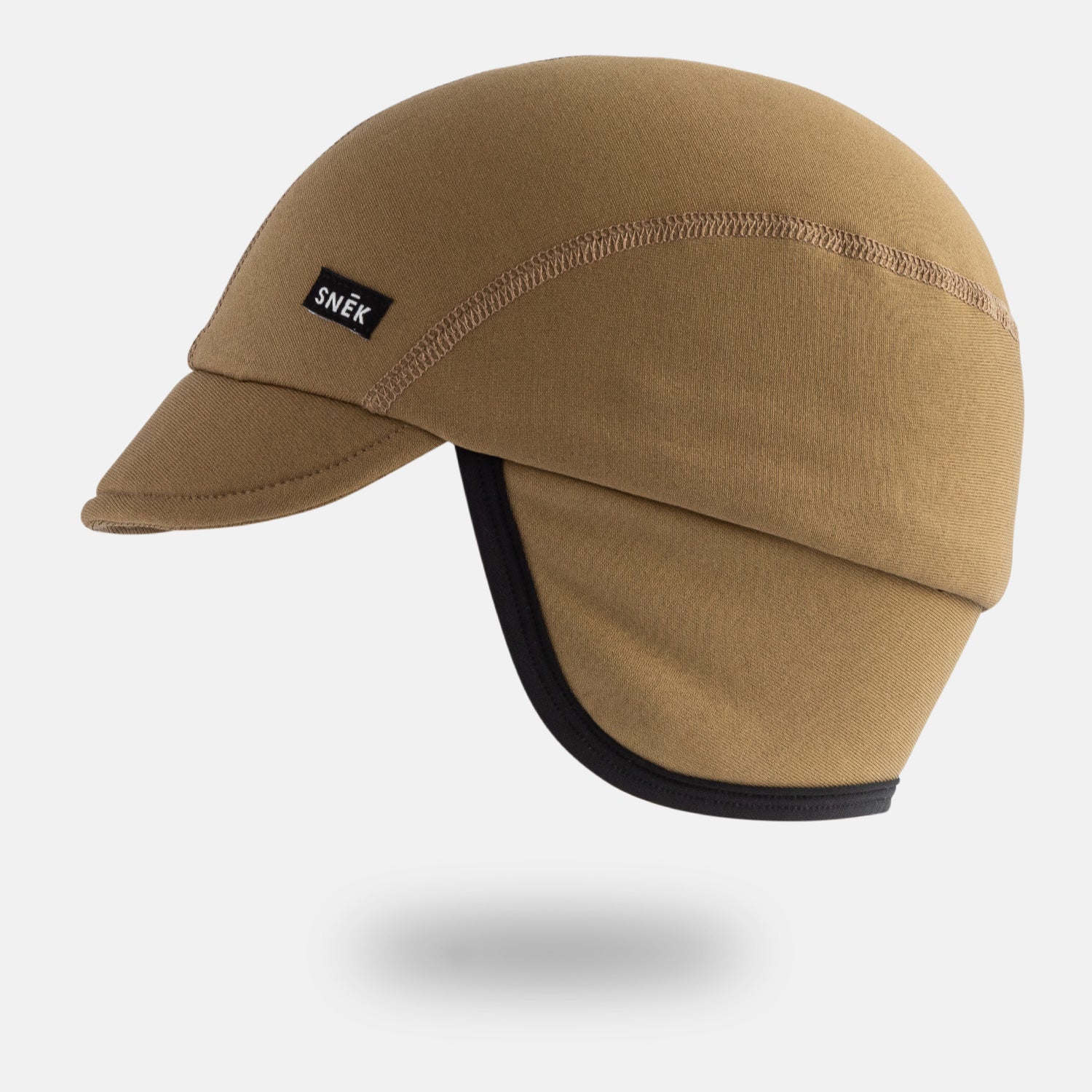snek cycling polartec hardface winter cap in tan product shot