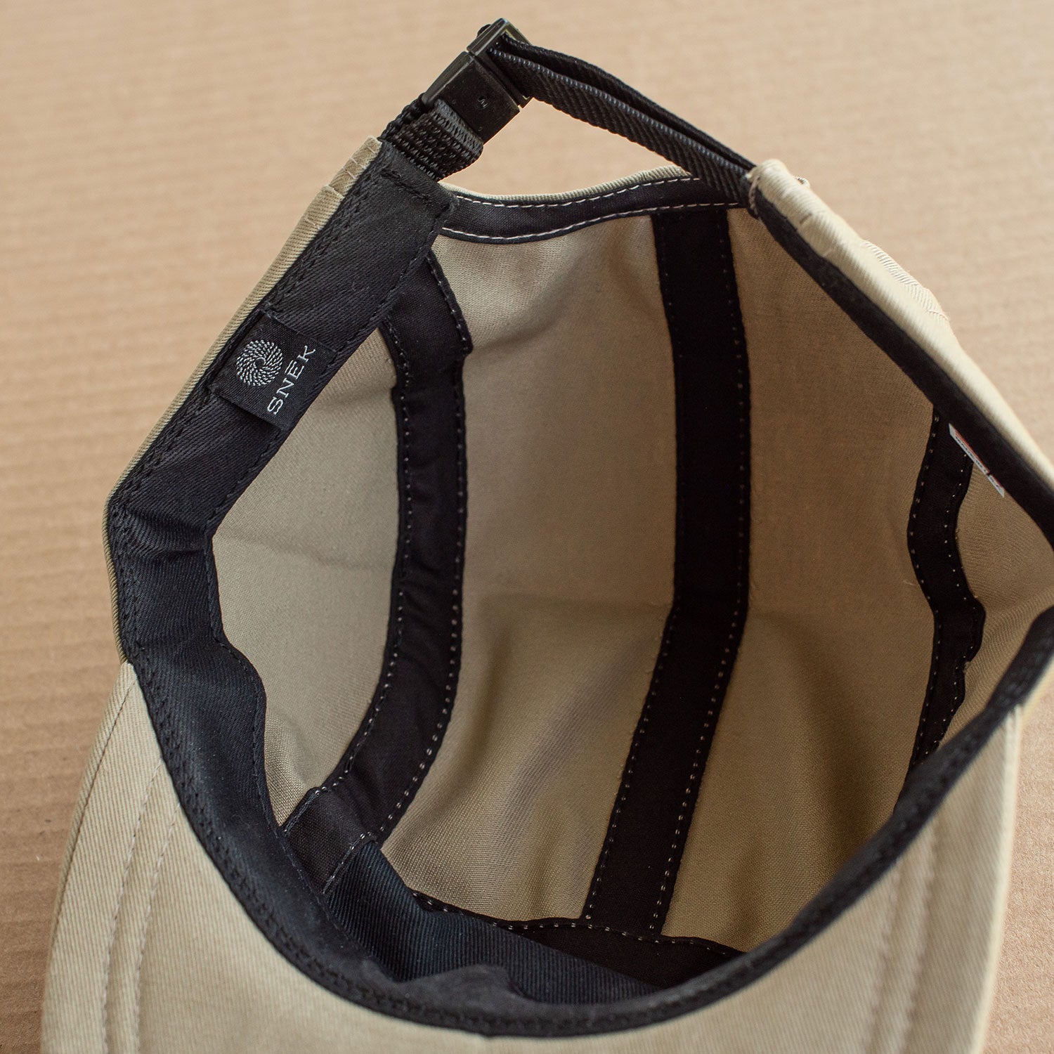 snek cycling 5 panel camper hat inside label and detail