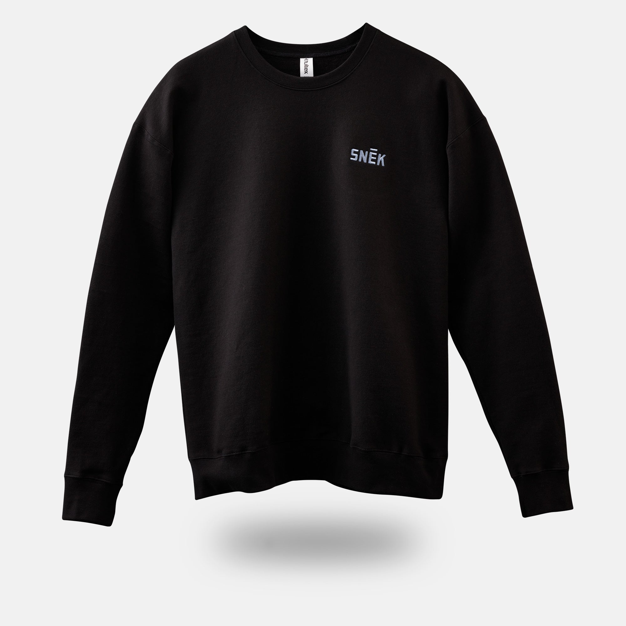 snek cycling logo fleece crewneck sweatshirt studio photo floating 