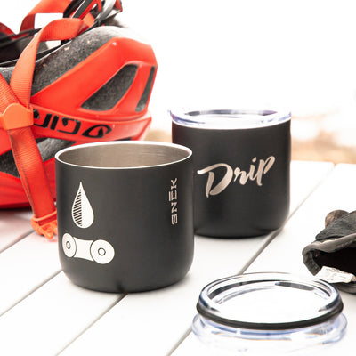 mountain biking with drip camp coffee mug