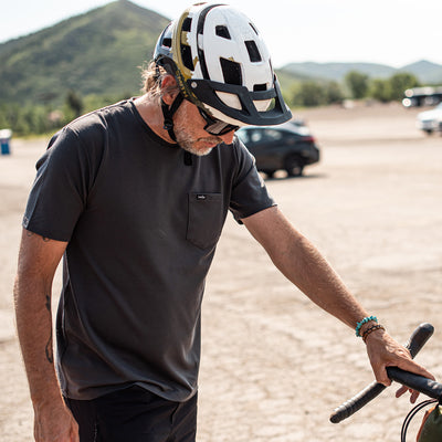 snek cycling dry creek tee at the bottom of wasatch crest mountain bike trail utah