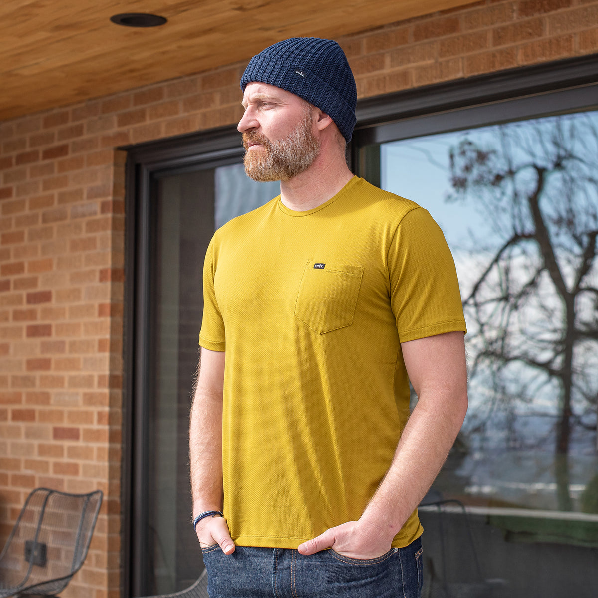 snek cycling dry creek tee shirt jersey and knit beanie casual street wear and lounging