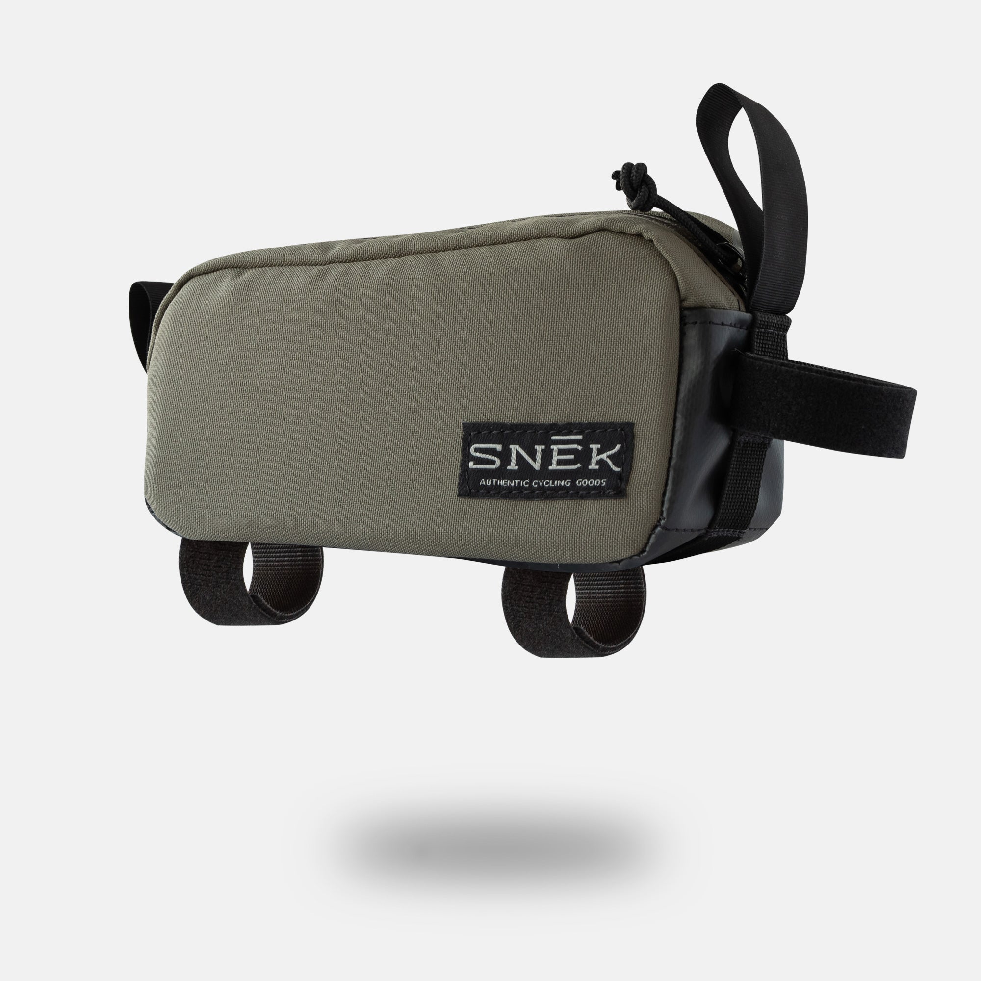 top tube bag studio photograph in olive
